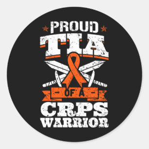 Proud Tia Of A Crps Warrior Rsd Awareness Ribbon R Classic Round Sticker