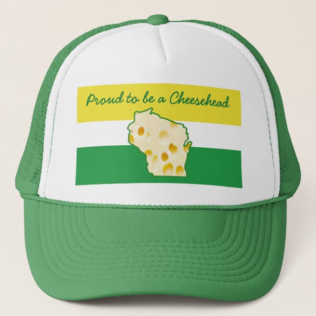 Proud to be a Cheesehead Wisconsin Humour Trucker Hat (Front)