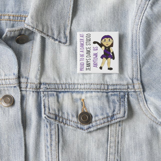 Proud to be a Dancer Customised Dance Studio Jazz 15 Cm Square Badge (In Situ)