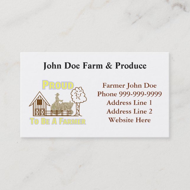 Proud To Be A Farmer Business Card (Front)