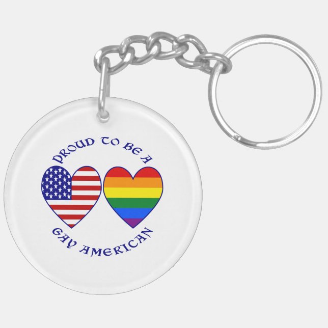 Proud to be a Gay American Key Ring (Back Left)