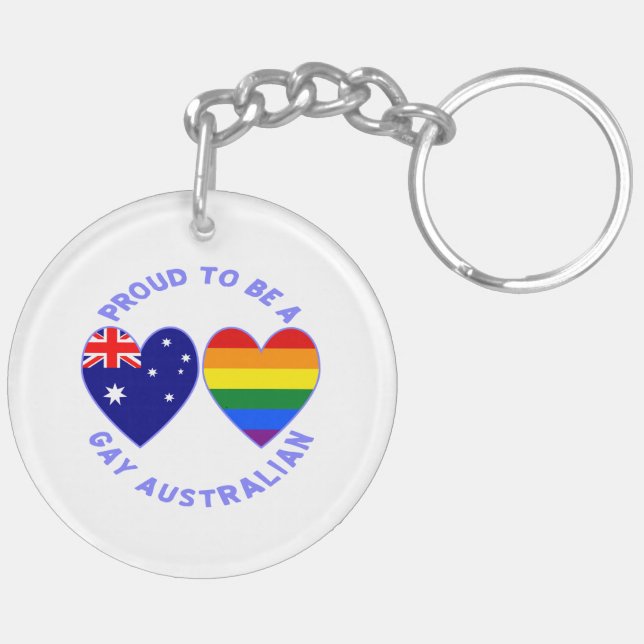 Proud to Be a Gay Australian  Key Ring (Back Left)