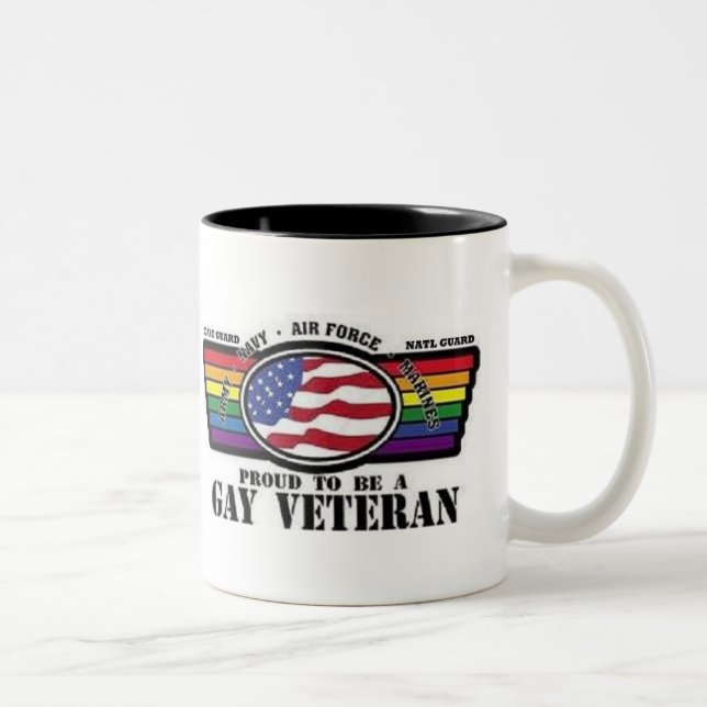 Proud To Be A Gay Veteran Two-Tone Coffee Mug (Right)