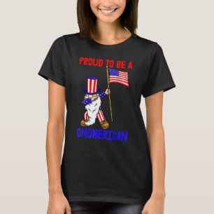 Proud To Be A Gnomerican  Women America Flag Love  T-Shirt