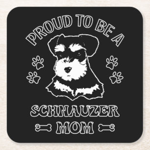 Proud To Be A Schnauzer Mum Square Paper Coaster