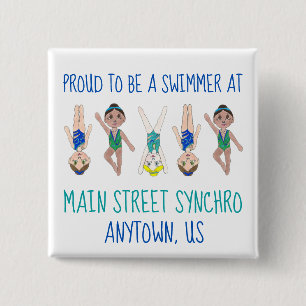 Proud to be a Swimmer Synchronised Swimming Team 15 Cm Square Badge
