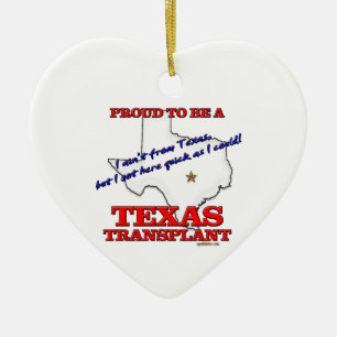 Proud to be a Texas Transplant! Ceramic Tree Decoration
