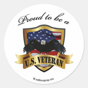 Proud to be a U.S. Veteran Classic Round Sticker