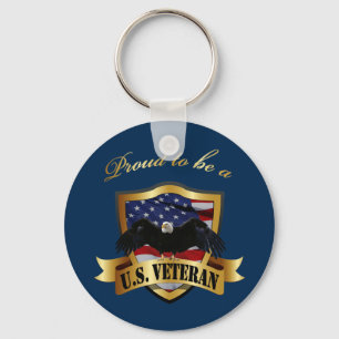 Proud to be a U.S. Veteran - navy blue Key Ring