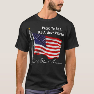 Proud To Be A US Army Veteran With USA Flag T-Shirt