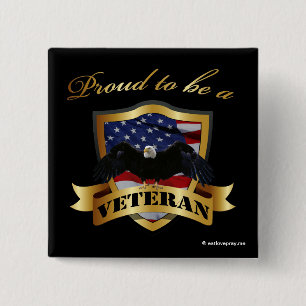 Proud to be a Veteran 15 Cm Square Badge