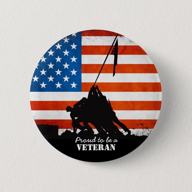 Proud to be a Veteran 6 Cm Round Badge (Front)