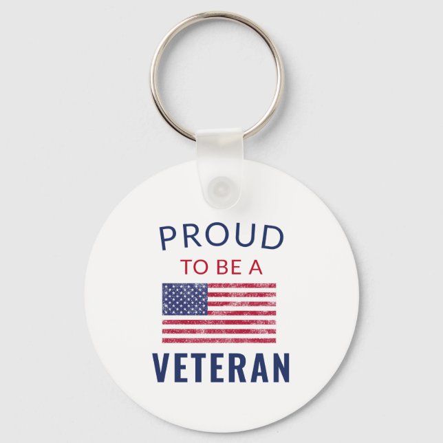 Proud To Be A Veteran Button Keychain (Front)