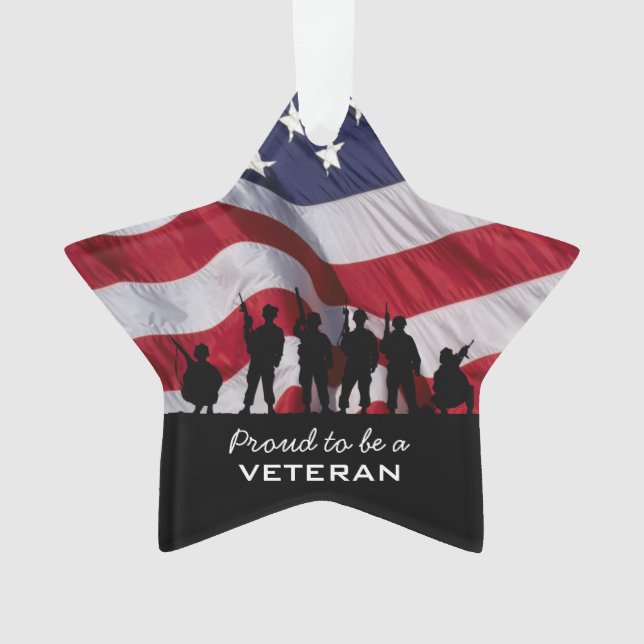 Proud to be a Veteran - Soldiers silhouette Ornament (Front)