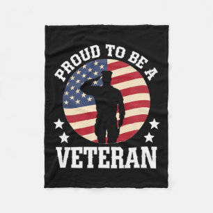Proud To Be A Veteran Usa Soldiers Military Patrio Fleece Blanket