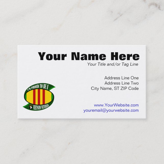 Proud to be a Vietnam Vet Business Card (Front)