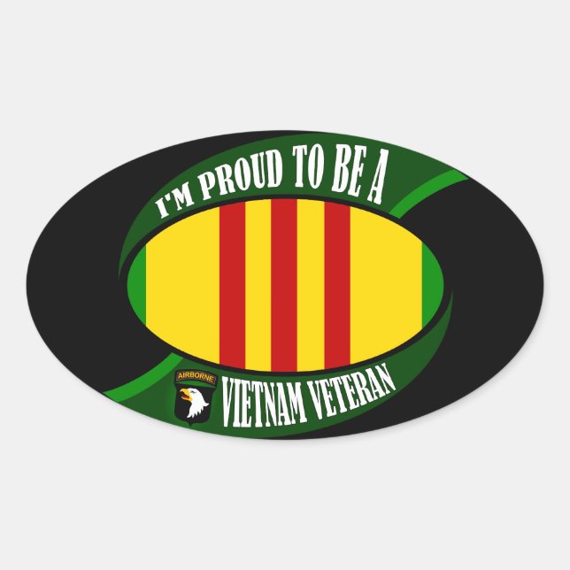Proud to be a Vietnam Vet Oval Sticker (Front)