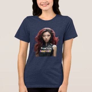 Proud to Be American – Vibrant Female Robot Art Te Tri-Blend Shirt