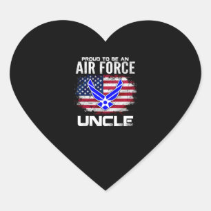 Proud To Be An Air Force Uncle With American Flag Heart Sticker