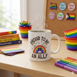 Proud To Be An Ally Rainbow Celebration Coffee Mug