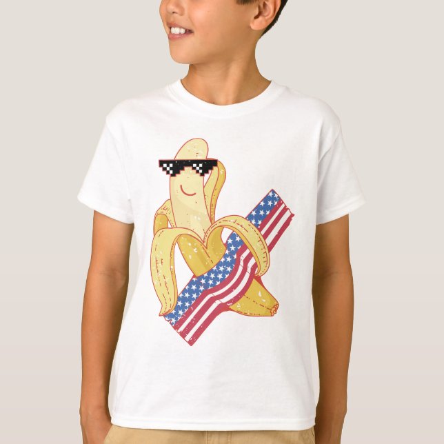 Proud to be an American 4th of July Banana Meme  T-Shirt (Front)