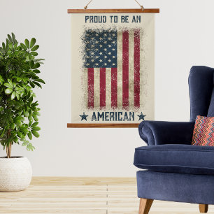 Proud To Be An American Distressed Flag  Hanging Tapestry