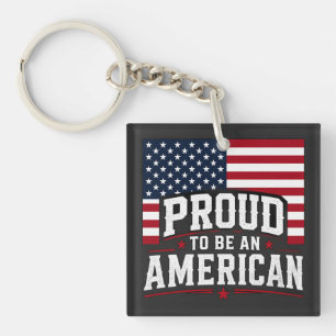 Proud To Be An American Patriotic USA Flag Basic Key Ring
