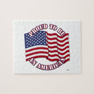 Proud To Be An American With USA Flag Jigsaw Puzzle