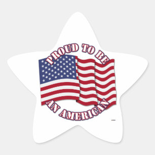 Proud To Be An American With USA Flag Star Sticker