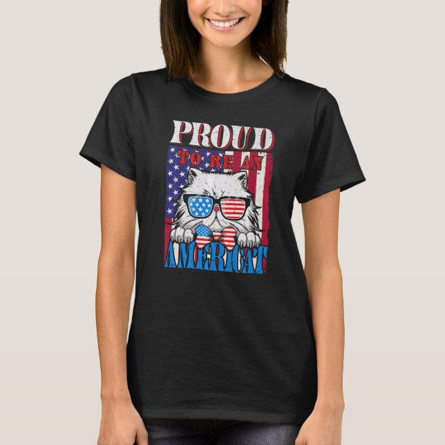 Proud to be an Americat American Cat Patriotic  Ca T-Shirt (Front)
