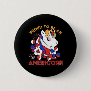 Proud To Be An Americorn Unicorn Independence Day  6 Cm Round Badge