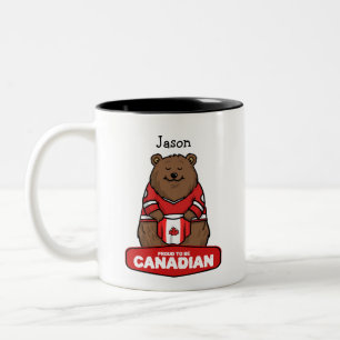 Proud To Be Canadian Bear Two-Tone Coffee Mug