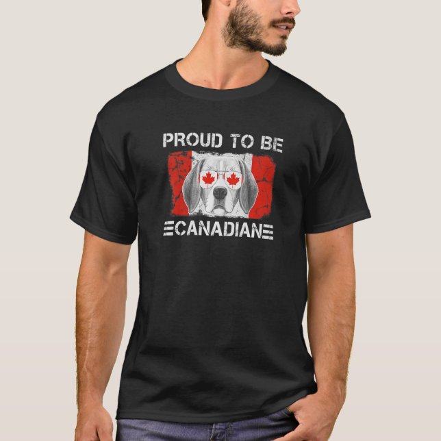 Proud to be Canadian Flag Dog Lover Canada Roots P T-Shirt (Front)