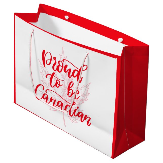 Proud to be Canadian Maple Leaf | Canada Day Large Gift Bag (Front Angled)
