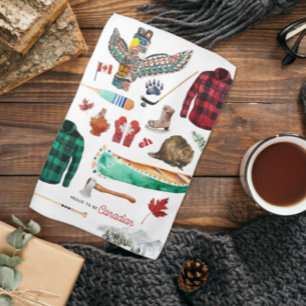 Proud to be Canadian   Watercolor Illustration Tea Towel