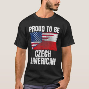 Proud To Be Czech American Flag Graphic Vintage Cz T-Shirt