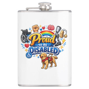 Proud to Be Disabled – Empowerment Graphic Design Hip Flask