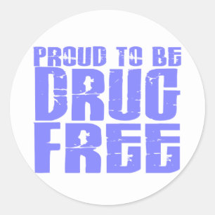 Proud To Be Drug Free 2 Light Blue Classic Round Sticker