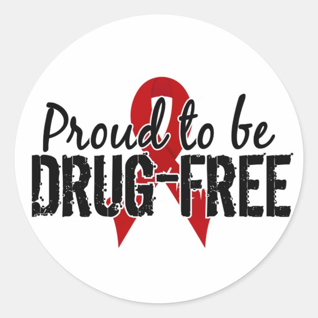 Proud To Be Drug Free Classic Round Sticker (Front)