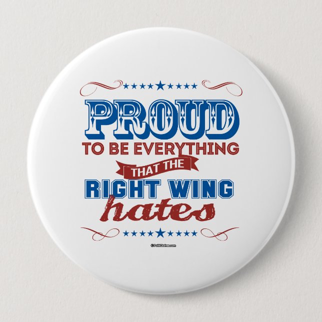 Proud to be Everything the Right Wing Hates 10 Cm Round Badge (Front)
