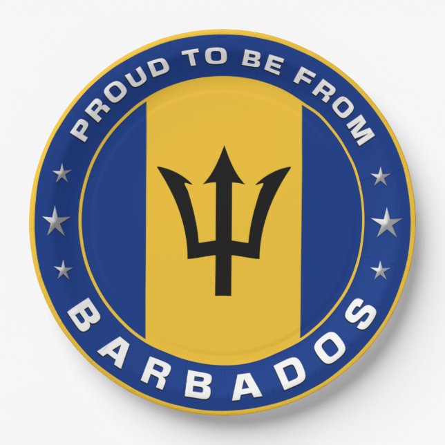 Proud To Be From Barbados Paper Plate (Front)