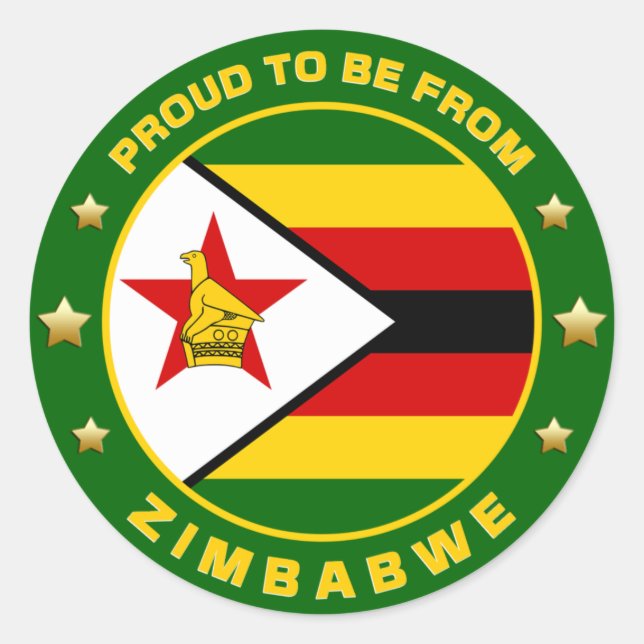 Proud To Be From Zimbabwe Classic Round Sticker (Front)