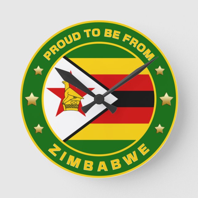 Proud To Be From Zimbabwe Round Clock (Front)