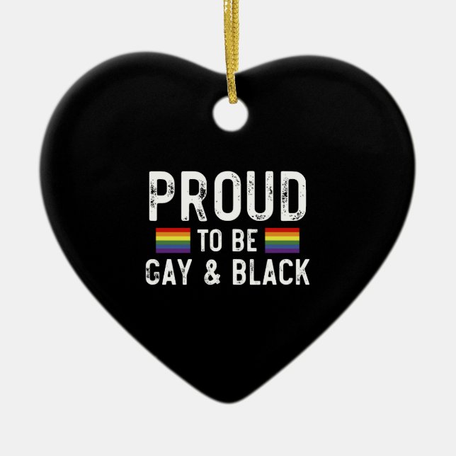 Proud To Be Gay And Black Ceramic Tree Decoration (Front)