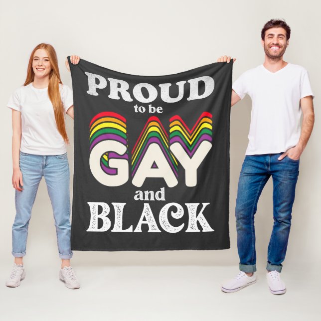 Proud To Be Gay And Black LGBT Pride Fleece Blanket (In Situ)