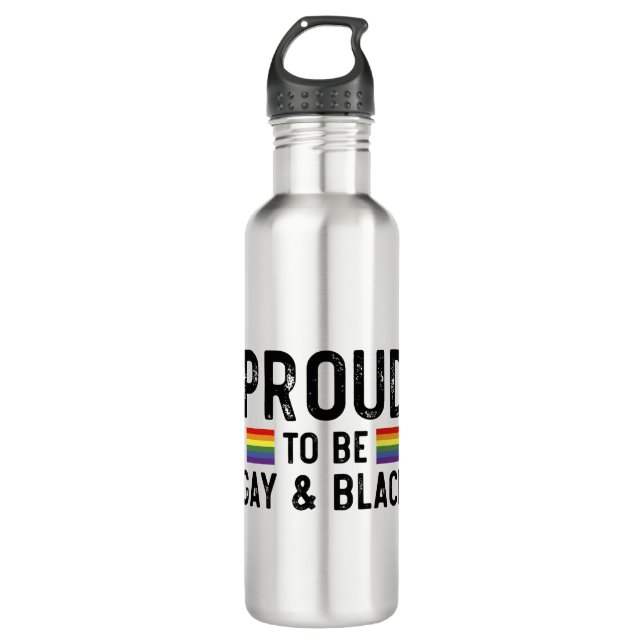 Proud To Be Gay And Black Pride Month 2025 710 Ml Water Bottle (Front)