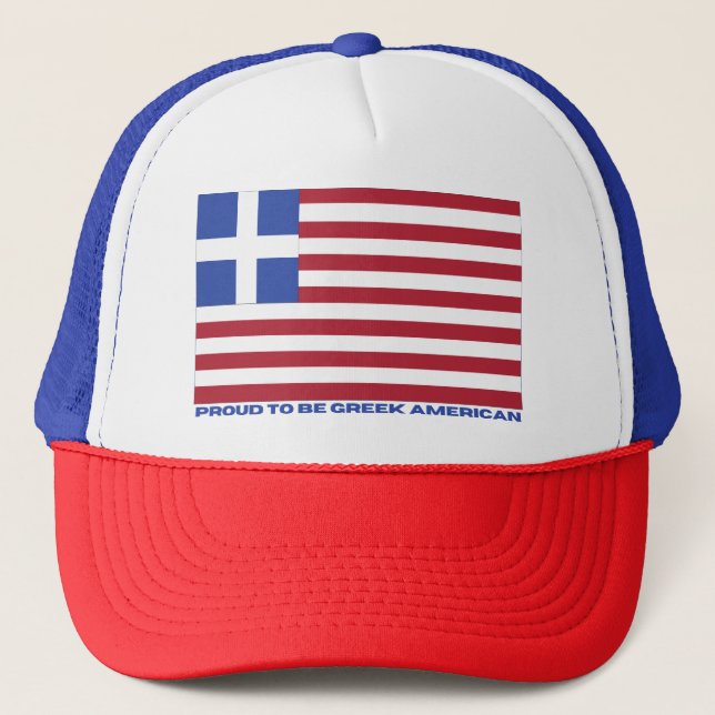 PROUD TO BE GREEK AMERICAN! TRUCKER HAT (Front)