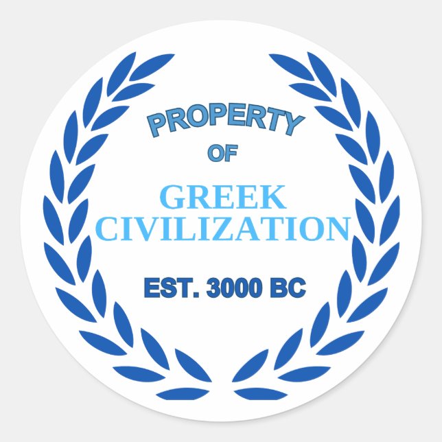 Proud to be Greek -Property of Greek Civilisation Classic Round Sticker (Front)