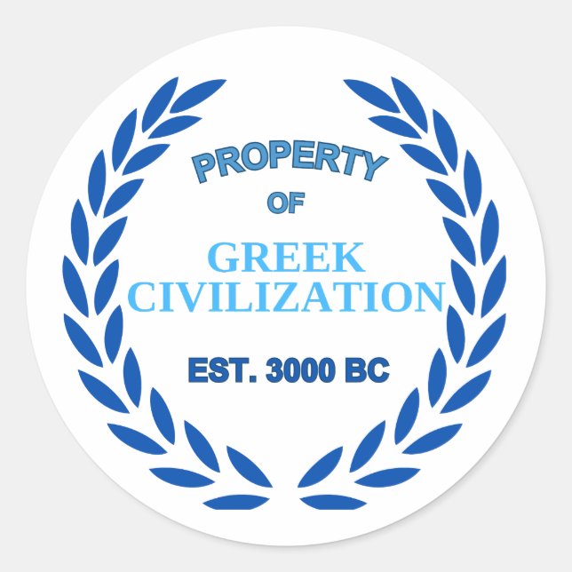 Proud to be Greek -Property of Greek Civilisation Classic Round Sticker (Front)
