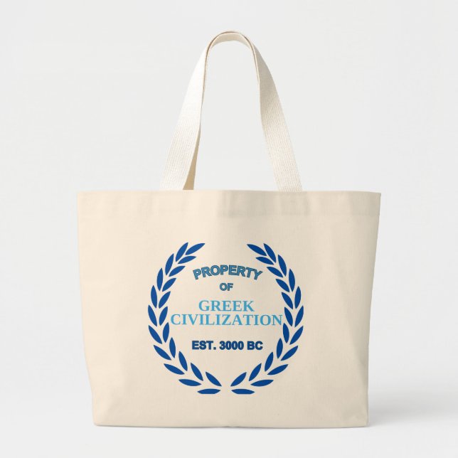 Proud to be Greek -Property of Greek Civilisation Large Tote Bag (Front)